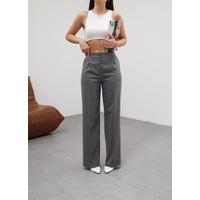Arkasi Lasti̇kli̇ Pi̇leli̇ Dökümlü Wide Leg Pantolon
