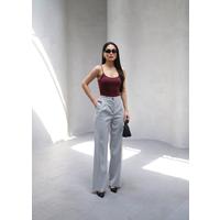 Arkasi Lasti̇kli̇ Pi̇leli̇ Dökümlü Wide Leg Pantolon