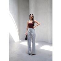 Arkasi Lasti̇kli̇ Pi̇leli̇ Dökümlü Wide Leg Pantolon