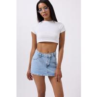 Asimetrik Bel Denim Mini Etek
