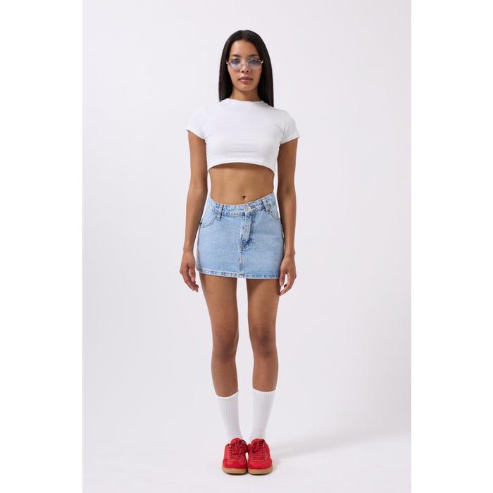 Asimetrik Bel Denim Mini Etek