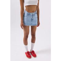 Asimetrik Bel Denim Mini Etek