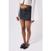 Asimetrik Bel Denim Mini Etek