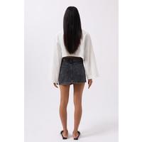 Asimetrik Bel Denim Mini Etek