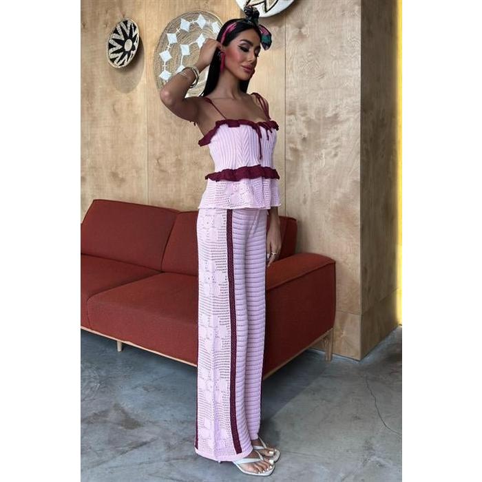 Askılı Bluz Pantolon Triko Takım 10114