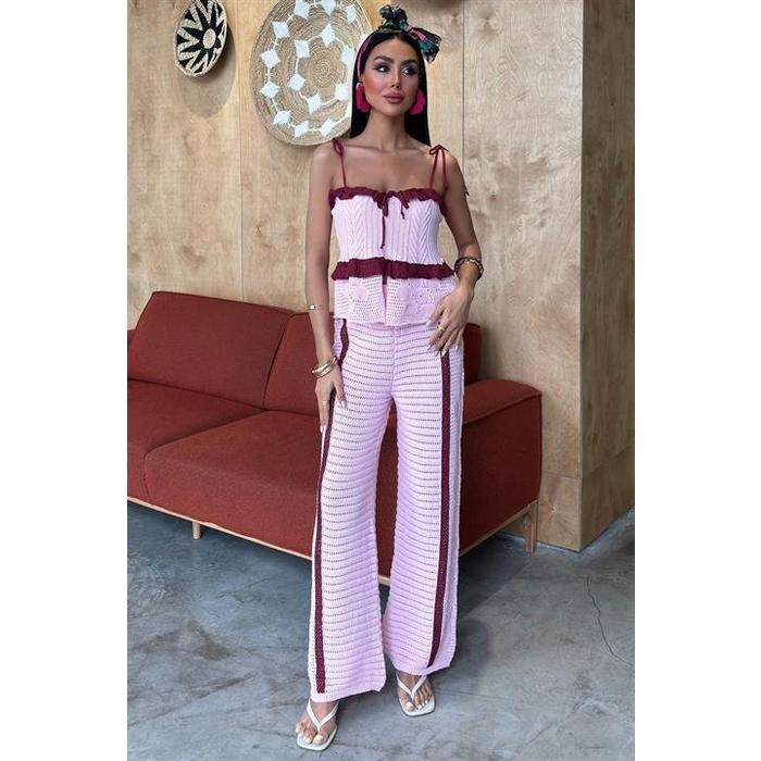 Askılı Bluz Pantolon Triko Takım 10114