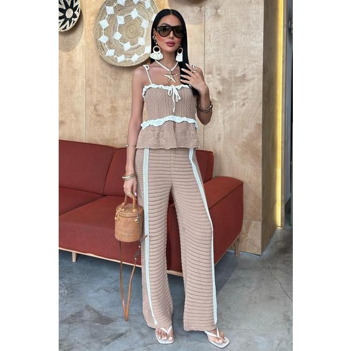Askılı Bluz Pantolon Triko Takım 10114