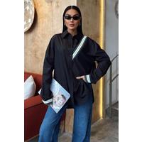 Bant Detaylı Oversize Poplin Gömlek 3436