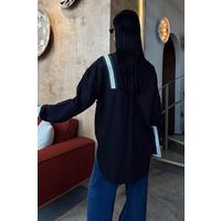Bant Detaylı Oversize Poplin Gömlek 3436