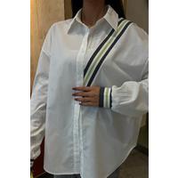 Bant Detaylı Oversize Poplin Gömlek 3436
