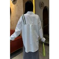 Bant Detaylı Oversize Poplin Gömlek 3436