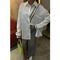Bant Detaylı Oversize Poplin Gömlek 3436