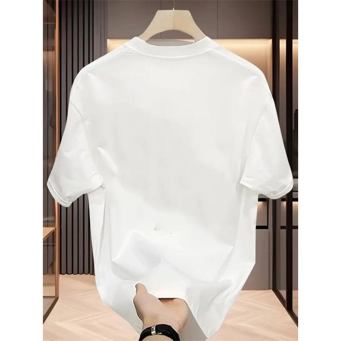 Baskılı Oversize Bisiklet Yaka T-shirt - Beyaz