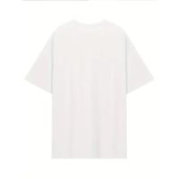Baskılı Oversize Bisiklet Yaka T-shirt - Beyaz