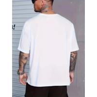 Baskılı Oversize Bisiklet Yaka T-shirt - Beyaz