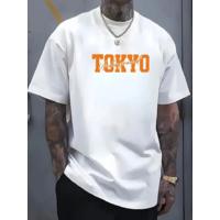 Baskılı Oversize Bisiklet Yaka T-shirt - Beyaz