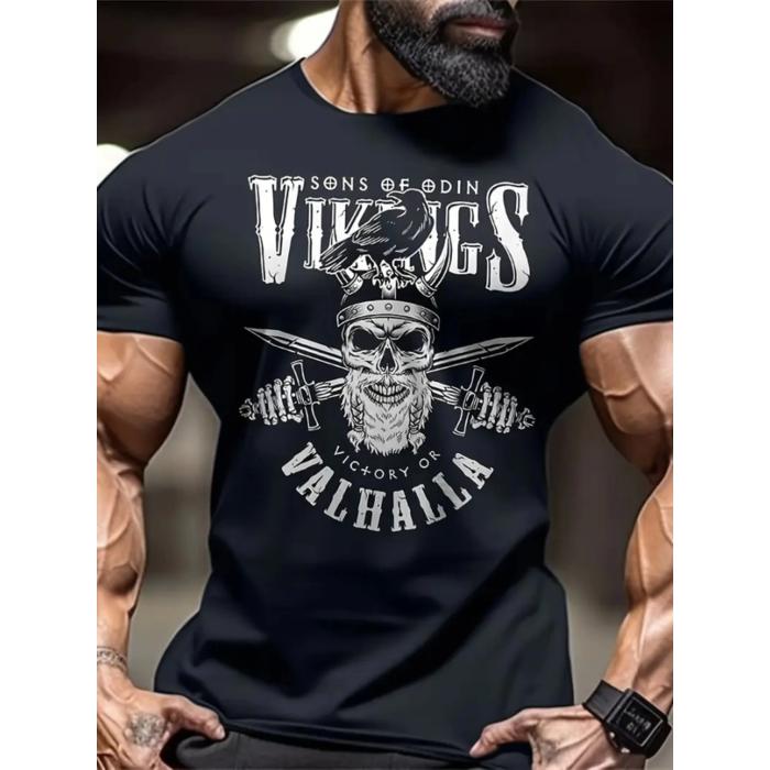 Baskılı Oversize Bisiklet Yaka T-shirt - Siyah