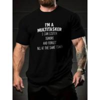 Baskılı Oversize Bisiklet Yaka T-shirt - Siyah