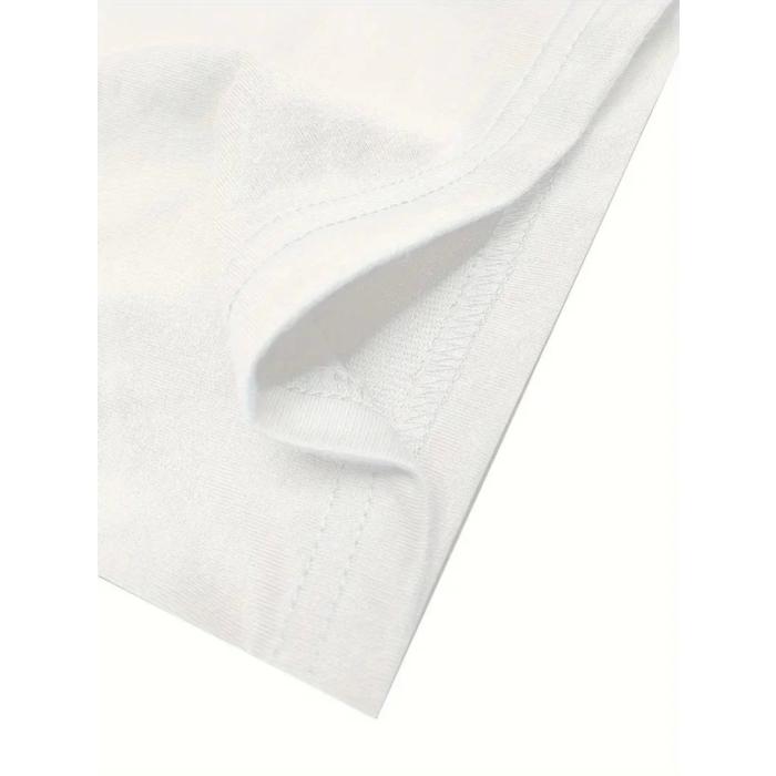 Baskılı Oversize Bisiklet Yaka T-shirt - Beyaz