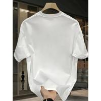 Baskılı Oversize Bisiklet Yaka T-shirt - Beyaz