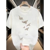 Baskılı Oversize Bisiklet Yaka T-shirt - Beyaz
