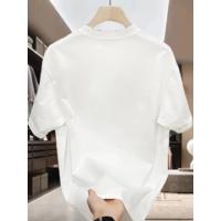 Baskılı Oversize Bisiklet Yaka T-shirt - Beyaz
