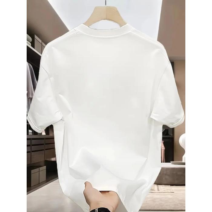 Baskılı Oversize Bisiklet Yaka T-shirt - Beyaz