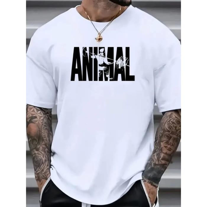 Baskılı Oversize Bisiklet Yaka T-shirt - Beyaz
