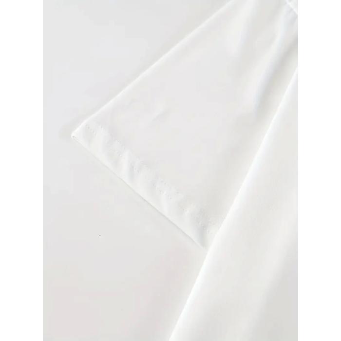 Baskılı Oversize Bisiklet Yaka T-shirt - Beyaz