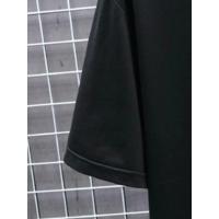Baskılı Oversize Bisiklet Yaka T-shirt - Siyah