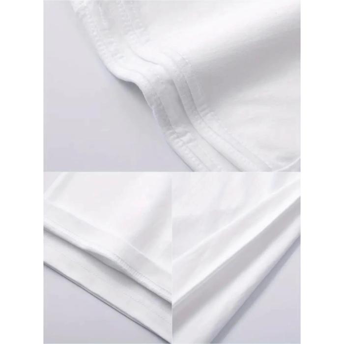 Baskılı Oversize Bisiklet Yaka T-shirt - Beyaz