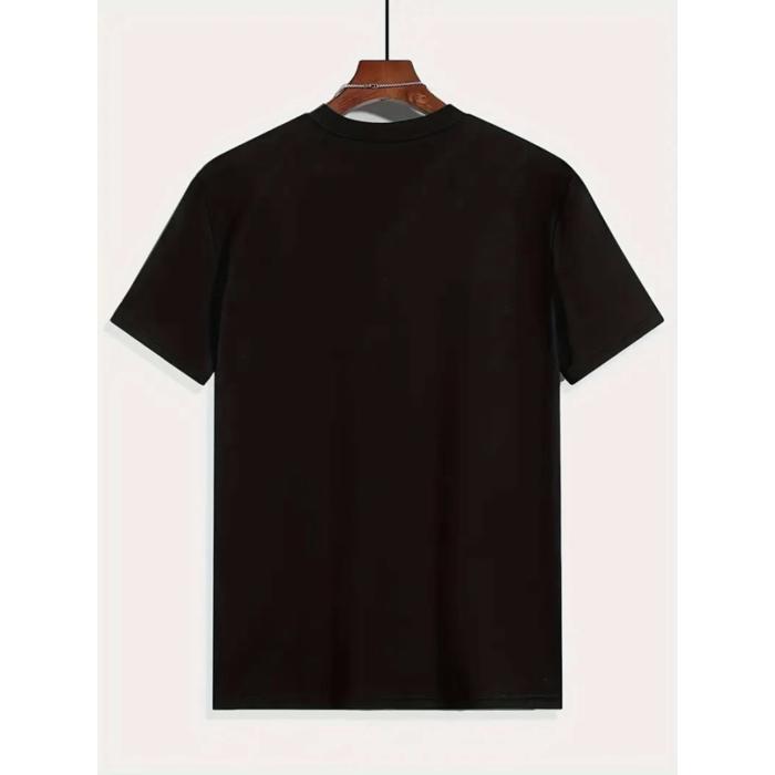Baskılı Oversize Bisiklet Yaka T-shirt - Siyah