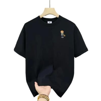 Baskılı Oversize Bisiklet Yaka T-shirt - Siyah