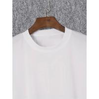 Baskılı Oversize Bisiklet Yaka T-shirt - Beyaz