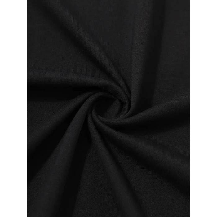 Baskılı Oversize Bisiklet Yaka T-shirt - Siyah
