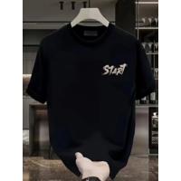 Baskılı Oversize Bisiklet Yaka T-shirt - Siyah