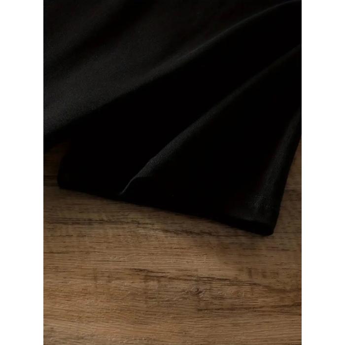 Baskılı Oversize Bisiklet Yaka T-shirt - Siyah