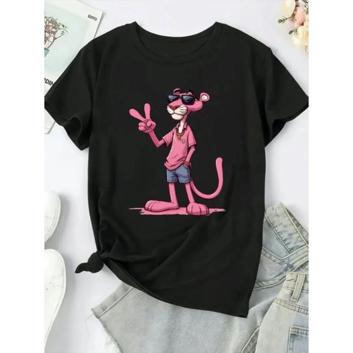 Baskılı Oversize Bisiklet Yaka T-shirt - Beyaz