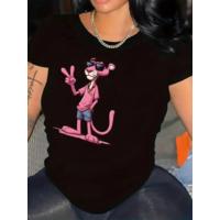 Baskılı Oversize Bisiklet Yaka T-shirt - Beyaz