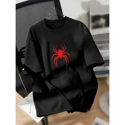 Baskılı Oversize Bisiklet Yaka T-shirt - Siyah