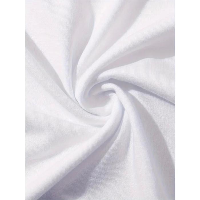 Baskılı Oversize Bisiklet Yaka T-shirt - Beyaz