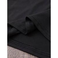 Baskılı Oversize Bisiklet Yaka T-shirt - Siyah