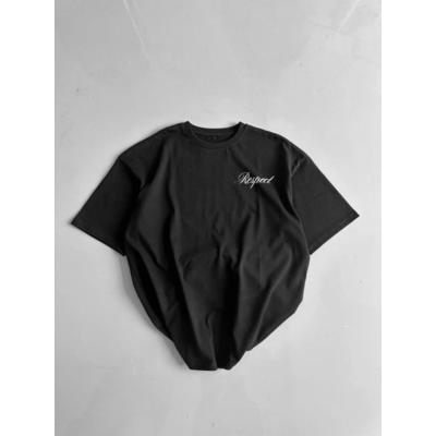 Baskılı Oversize Bisiklet Yaka T-shirt - Siyah