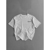 Baskılı Oversize Bisiklet Yaka T-shirt - Beyaz