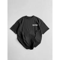 Baskılı Oversize Bisiklet Yaka T-shirt - Siyah