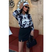 Batik Desenli Chanel Saten Gömlek 3467