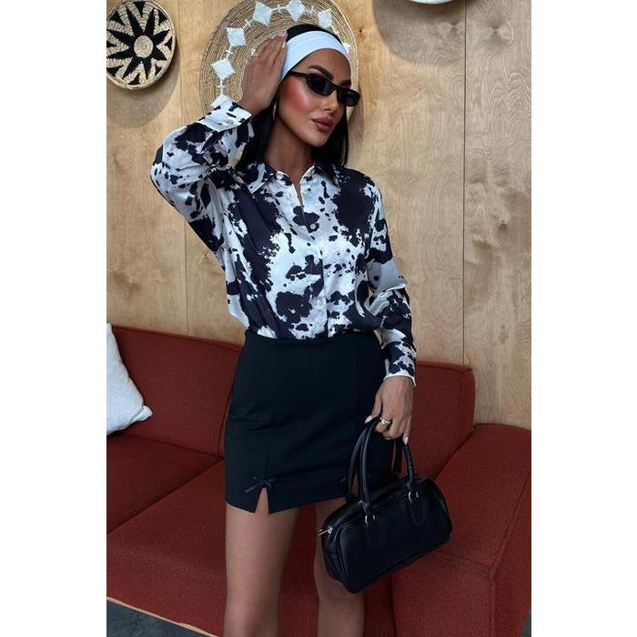 Batik Desenli Chanel Saten Gömlek 3467