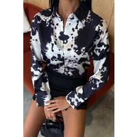 Batik Desenli Chanel Saten Gömlek 3467