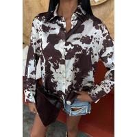 Batik Desenli Chanel Saten Gömlek 3467