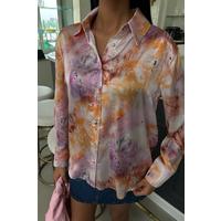 Batik Desenli Saten Gömlek 3409